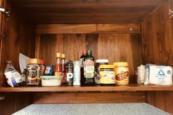 Pantry stocked with condiments